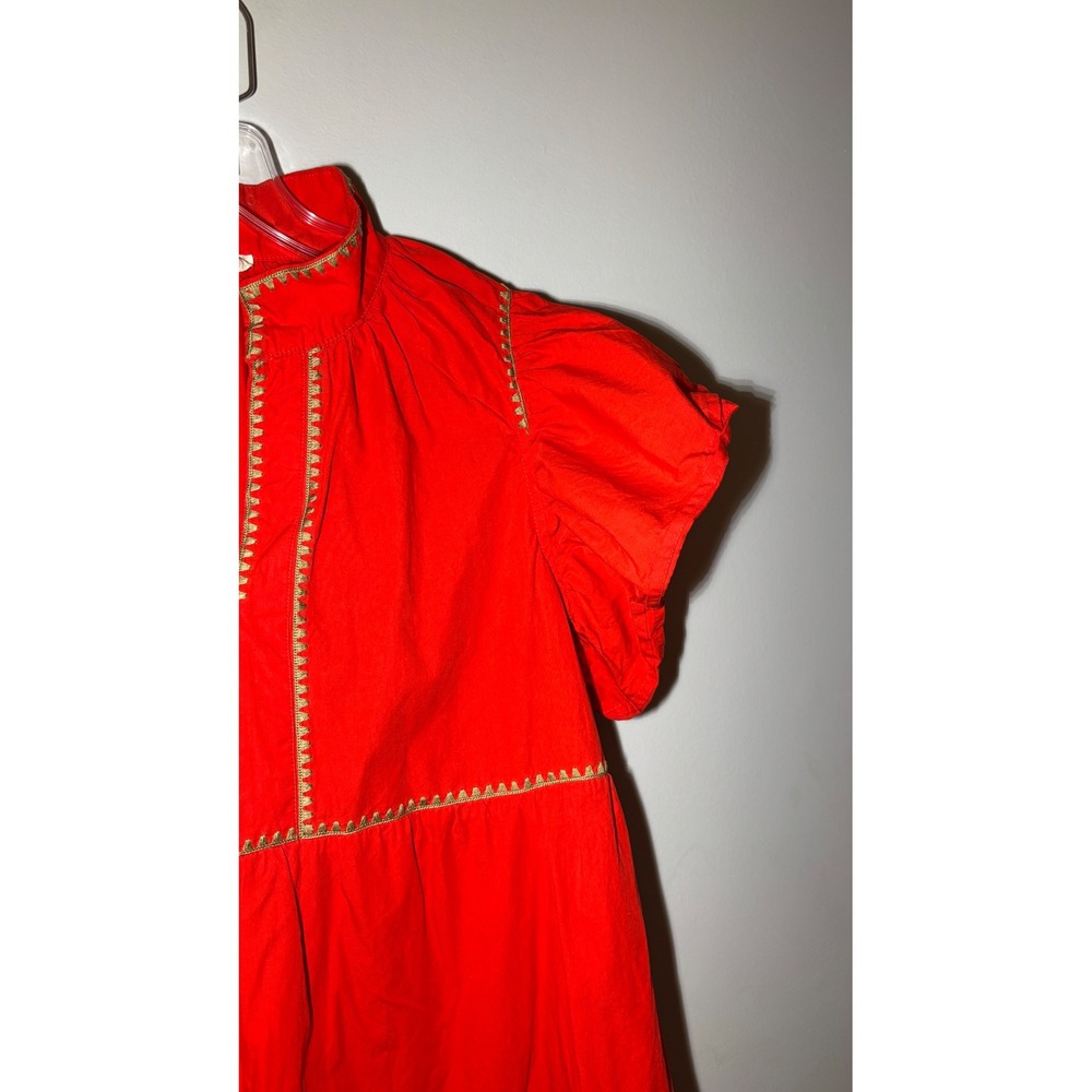Umgee Mini Dress Womens Large Red Embroidered Tiered Flutter Sleeve - Picture 3 of 6